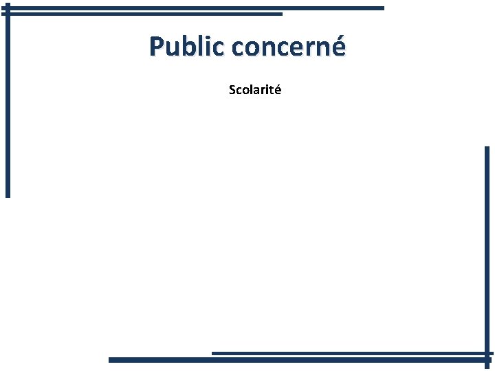 Public concerné Scolarité 