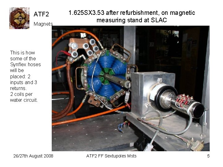 ATF 2 Magnets 1. 625 SX 3. 53 after refurbishment, on magnetic measuring stand