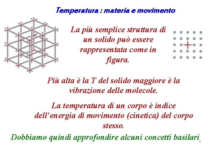 Temperatura : materia e movimento La più semplice struttura di un solido può essere