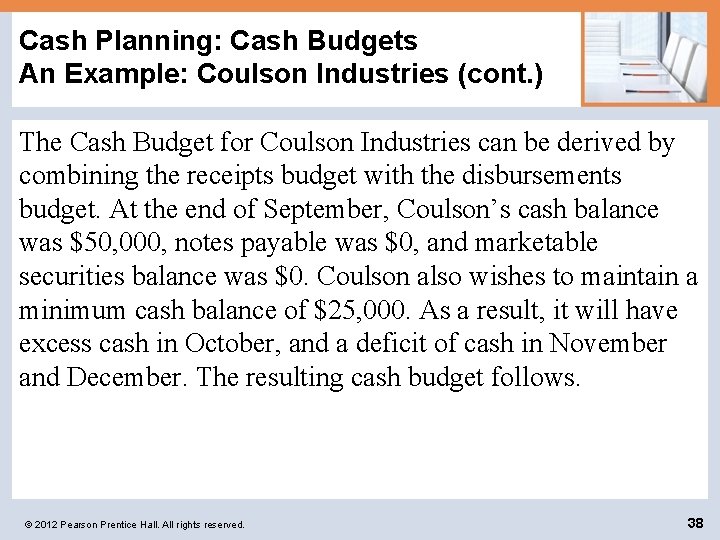 Cash Planning: Cash Budgets An Example: Coulson Industries (cont. ) The Cash Budget for