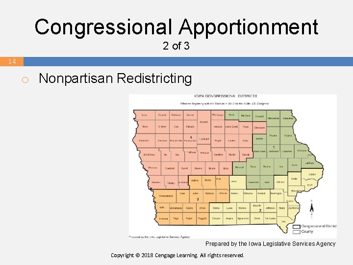 Congressional Apportionment 2 of 3 14 o Nonpartisan Redistricting 14 Prepared by the Iowa