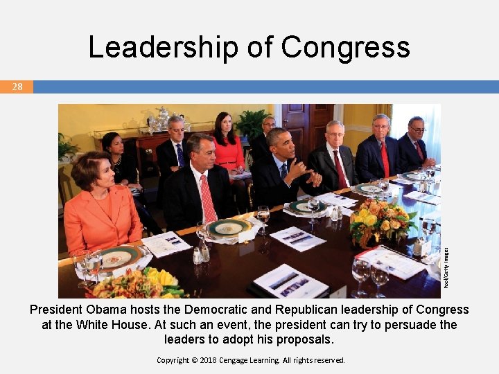 Leadership of Congress 28 Pool/Getty Images 28 President Obama hosts the Democratic and Republican
