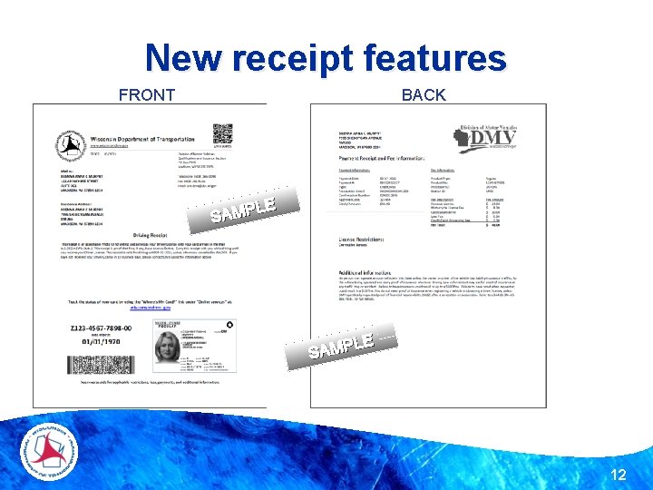 New receipt features FRONT BACK LE SAMP 12 