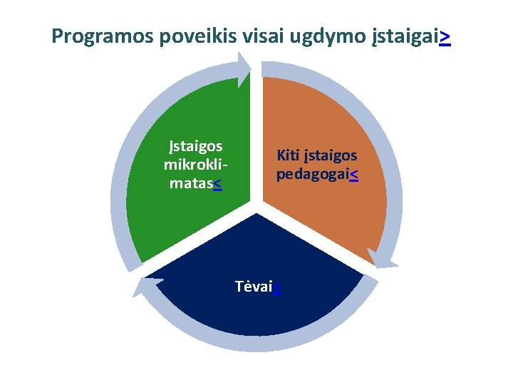 Programos poveikis visai ugdymo įstaigai> Įstaigos mikroklimatas< Kiti įstaigos pedagogai< Tėvai< 