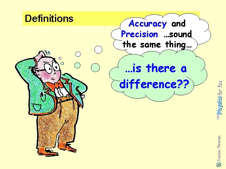 Definitions Accuracy and Precision …sound the same thing… …is there a difference? ? 