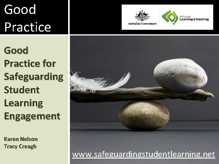 Good Practice for Safeguarding Student Learning Engagement Karen Nelson Tracy Creagh www. safeguardingstudentlearning. net