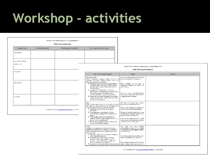 Workshop - activities 