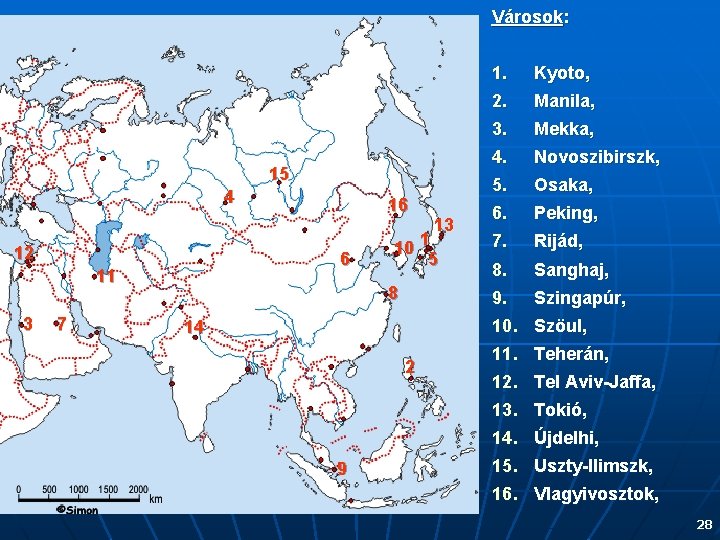 Városok: 15 4 12 6 11 3 7 16 10 1 5 8 14