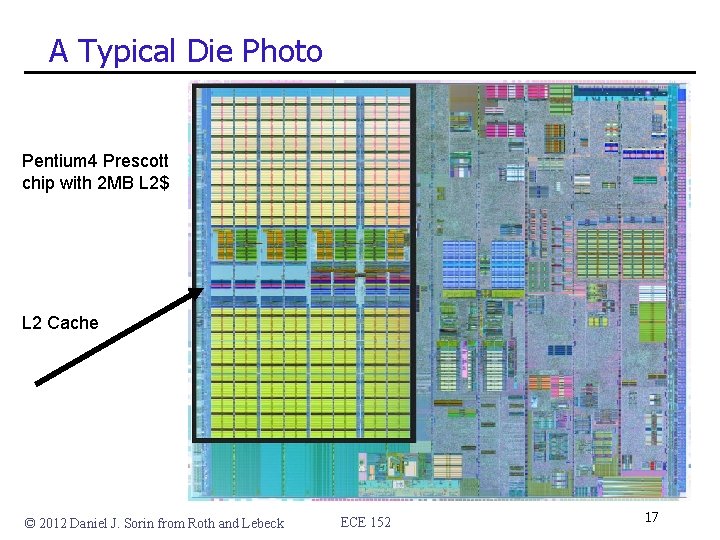 A Typical Die Photo Pentium 4 Prescott chip with 2 MB L 2$ L