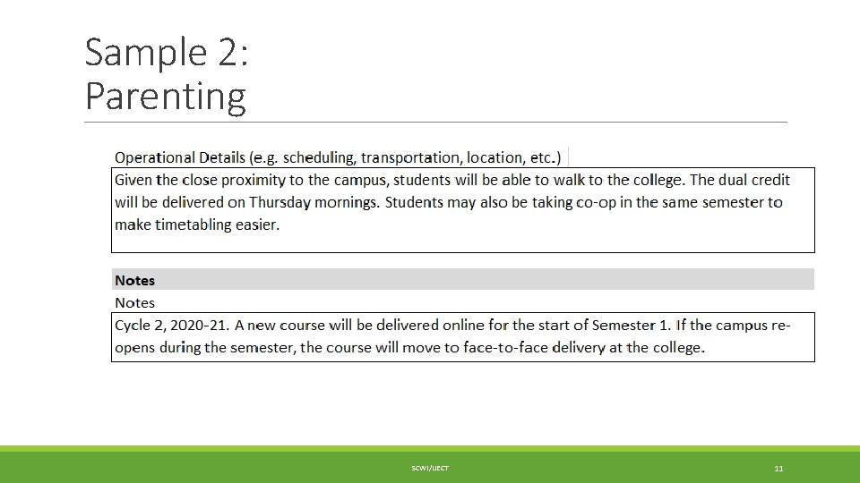 Sample 2: Parenting SCWI/IJECT 11 
