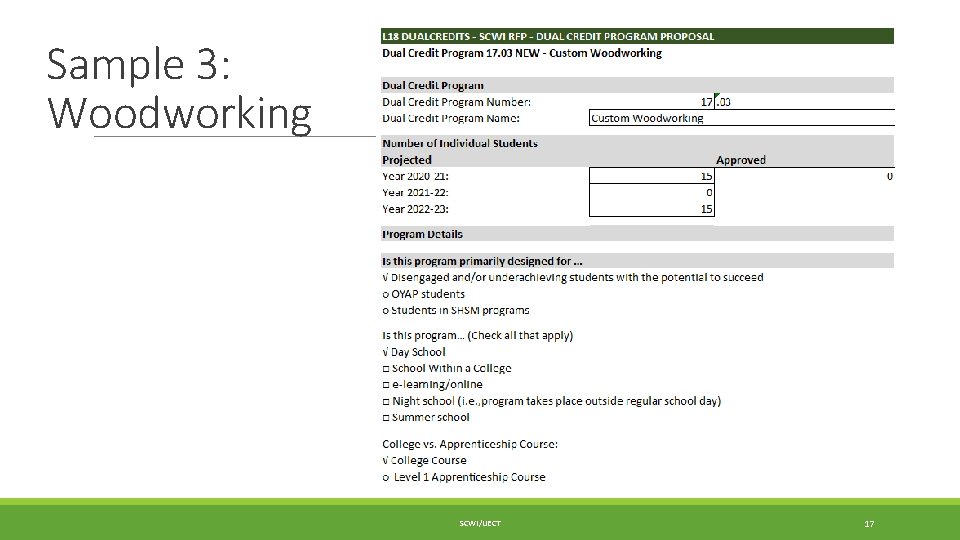 Sample 3: Woodworking SCWI/IJECT 17 
