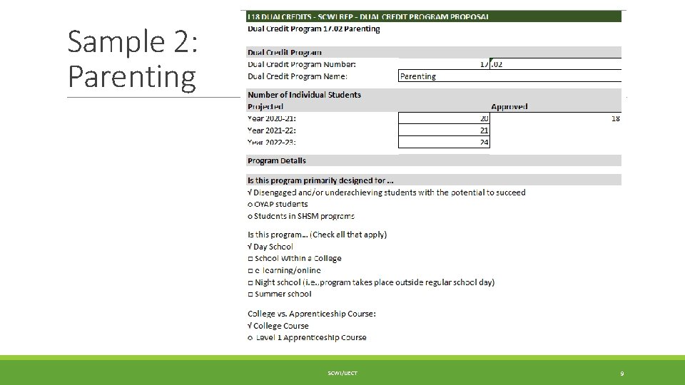 Sample 2: Parenting SCWI/IJECT 9 
