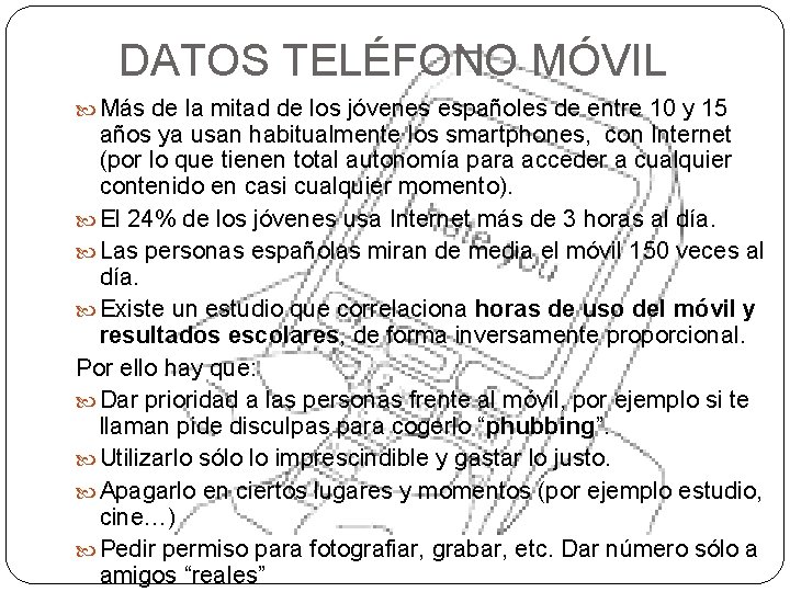 DATOS TELÉFONO MÓVIL Más de la mitad de los jóvenes españoles de entre 10