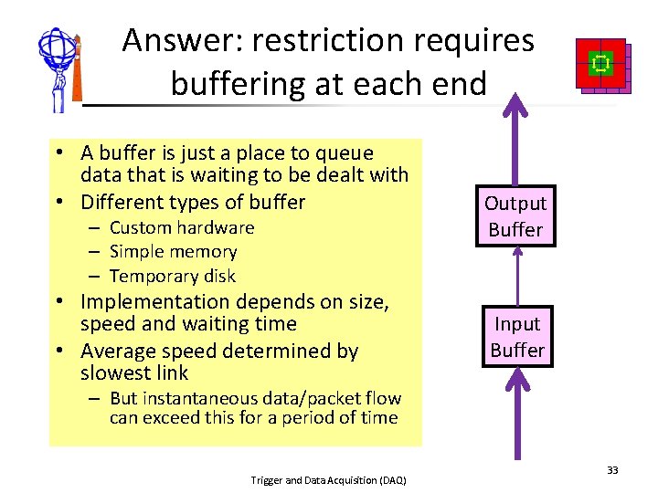 Answer: restriction requires buffering at each end • A buffer is just a place