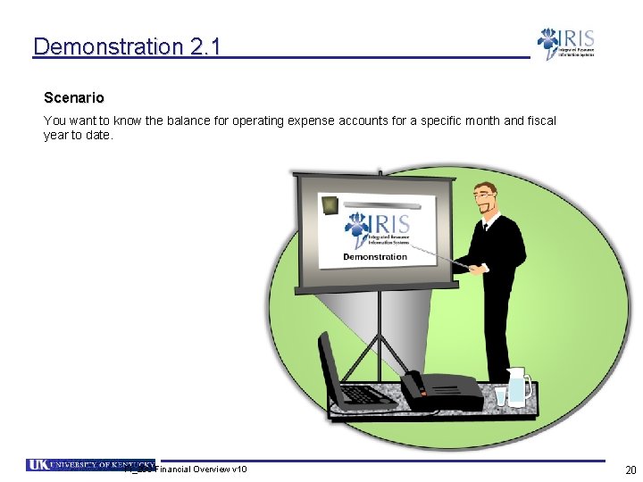 Demonstration 2. 1 Scenario You want to know the balance for operating expense accounts