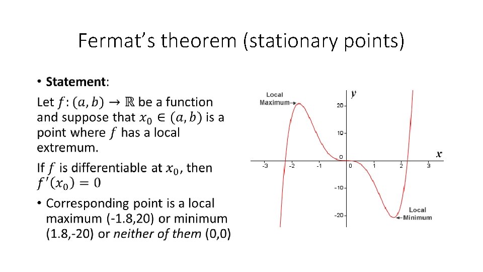 Fermat’s theorem (stationary points) • 