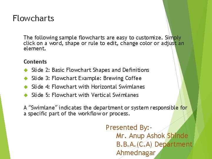 Flowcharts The following sample flowcharts are easy to customize. Simply click on a word,