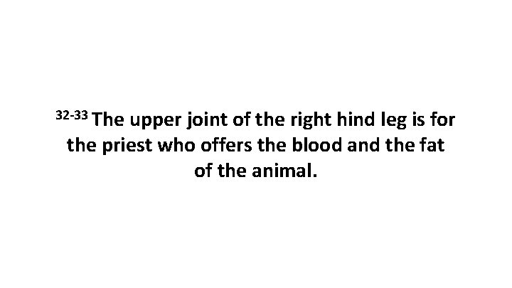 32 -33 The upper joint of the right hind leg is for the priest