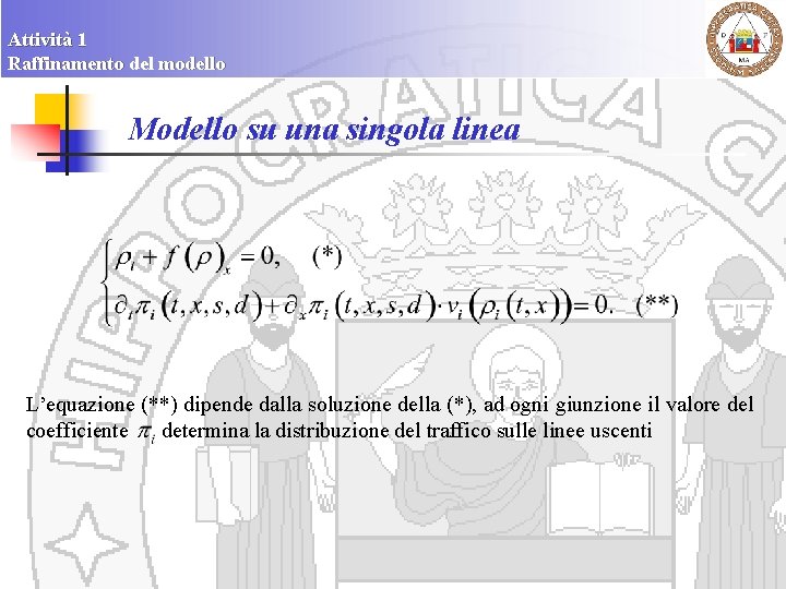 Attività 1 Raffinamento del modello Modello su una singola linea L’equazione (**) dipende dalla