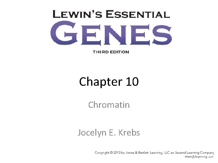 Chapter 10 Chromatin Jocelyn E. Krebs 