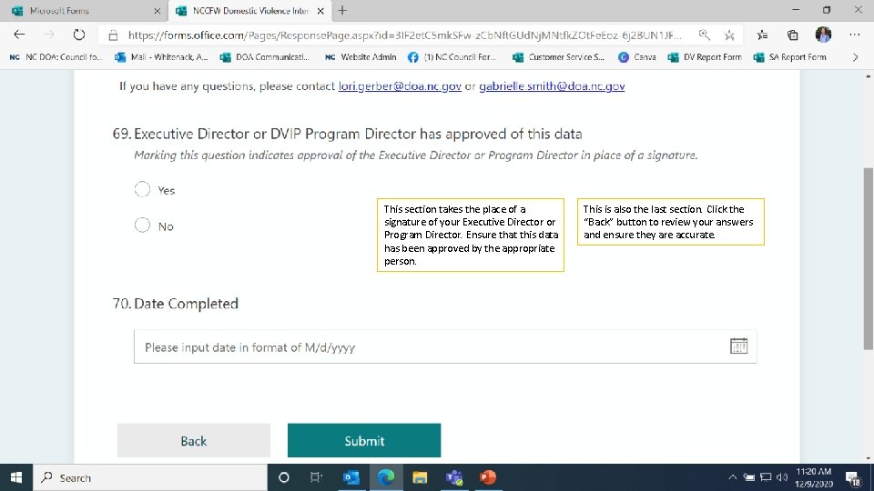 This section takes the place of a signature of your Executive Director or Program