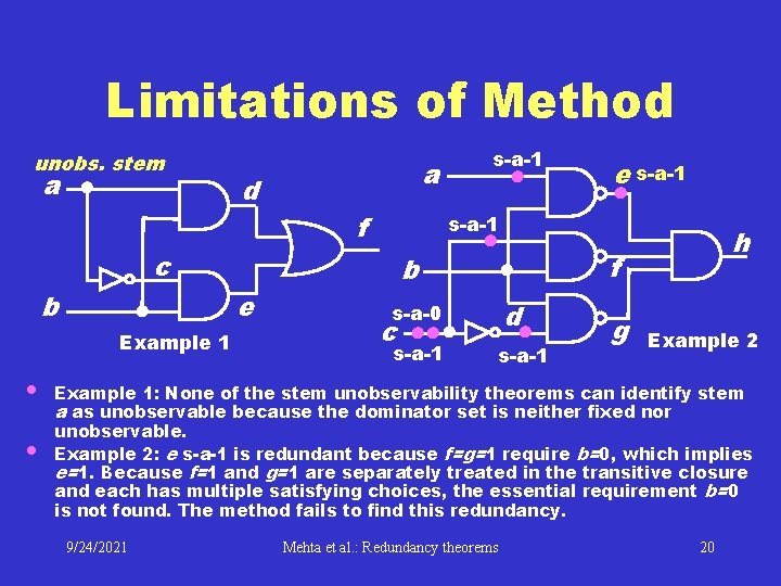 Limitations of Method unobs. stem a d a f e Example 1 • •