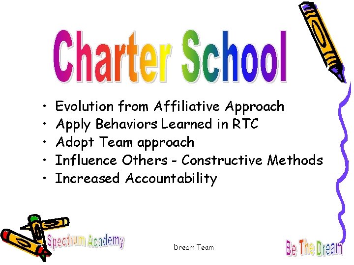  • • • Evolution from Affiliative Approach Apply Behaviors Learned in RTC Adopt
