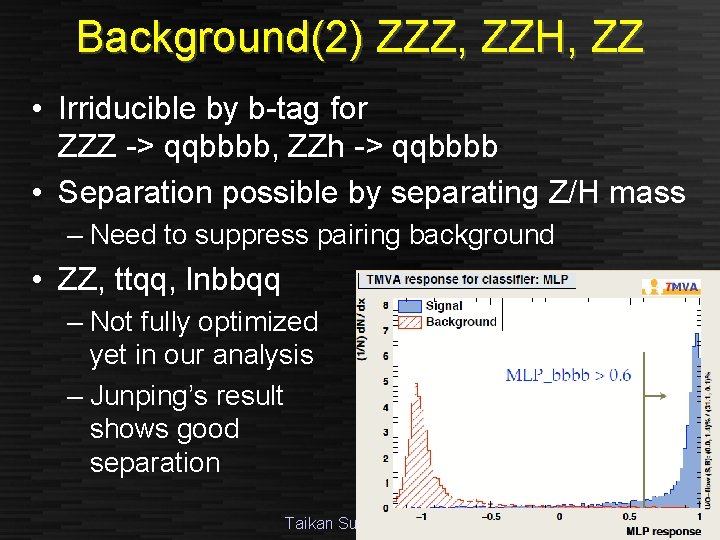 Background(2) ZZZ, ZZH, ZZ • Irriducible by b-tag for ZZZ -> qqbbbb, ZZh ->