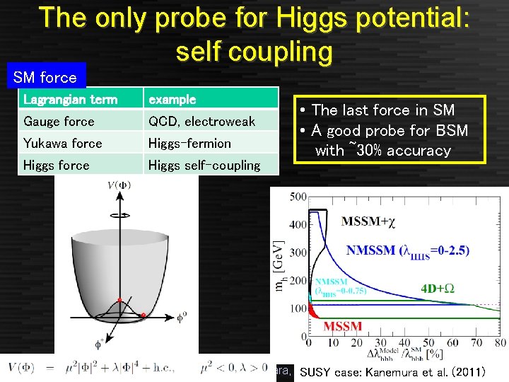 The only probe for Higgs potential: self coupling SM force Lagrangian term example Gauge