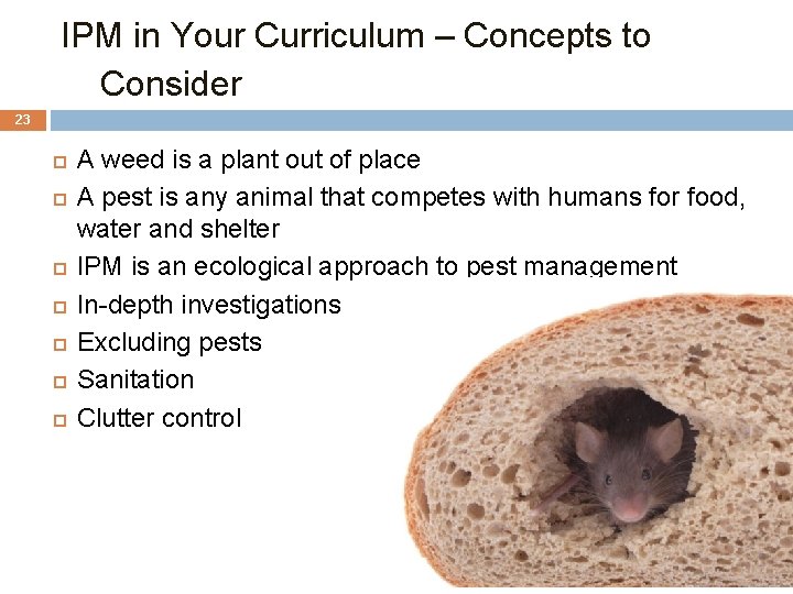 IPM in Your Curriculum – Concepts to Consider 23 A weed is a plant
