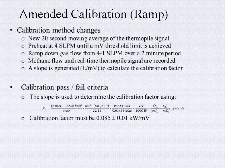 Amended Calibration (Ramp) 