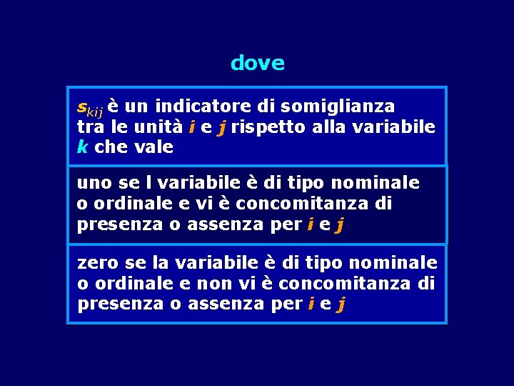 dove skij è un indicatore di somiglianza tra le unità i e j rispetto