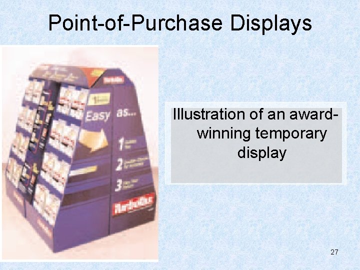 Point-of-Purchase Displays Illustration of an awardwinning temporary display 27 