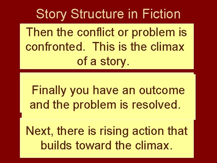 Story Structure in Fiction Then the conflict or problem is Story structure is is