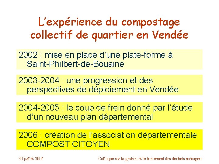 L’expérience du compostage collectif de quartier en Vendée 2002 : mise en place d’une