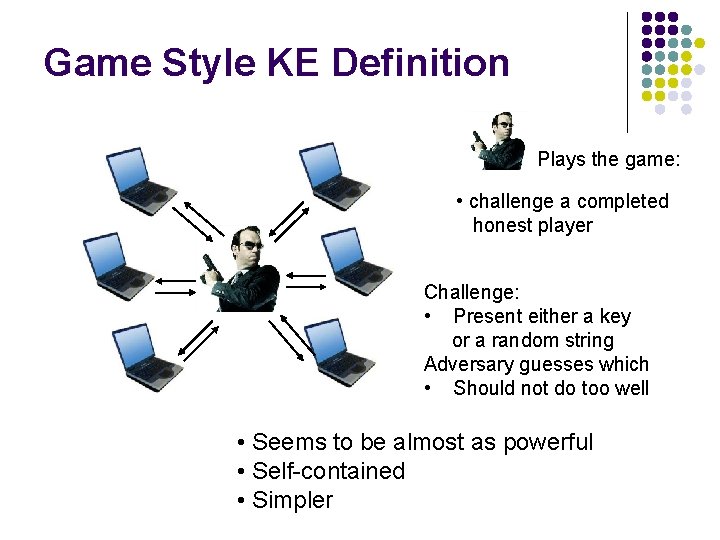 Game Style KE Definition Plays the game: • challenge a completed honest player Challenge: