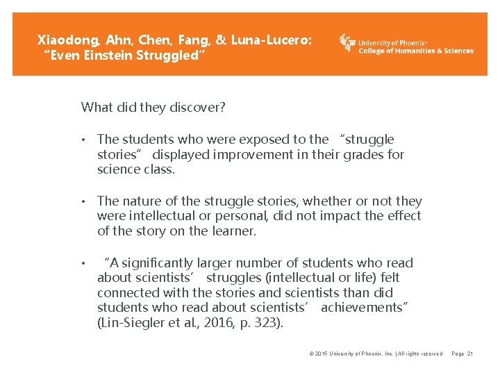 Xiaodong, Ahn, Chen, Fang, & Luna-Lucero: “Even Einstein Struggled” What did they discover? •