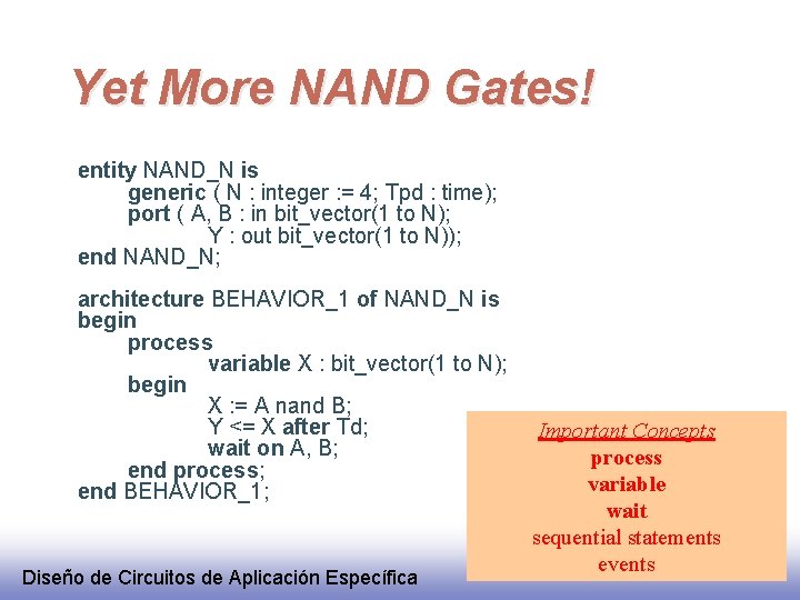 Yet More NAND Gates! entity NAND_N is generic ( N : integer : =