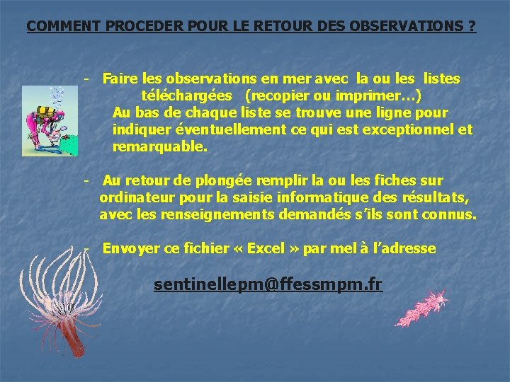 COMMENT PROCEDER POUR LE RETOUR DES OBSERVATIONS ? - Faire les observations en mer