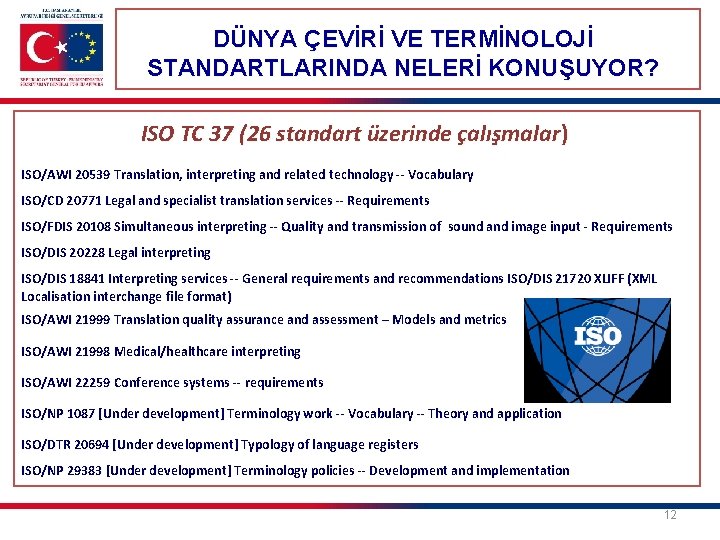 DÜNYA ÇEVİRİ VE TERMİNOLOJİ STANDARTLARINDA NELERİ KONUŞUYOR? ISO TC 37 (26 standart üzerinde çalışmalar)