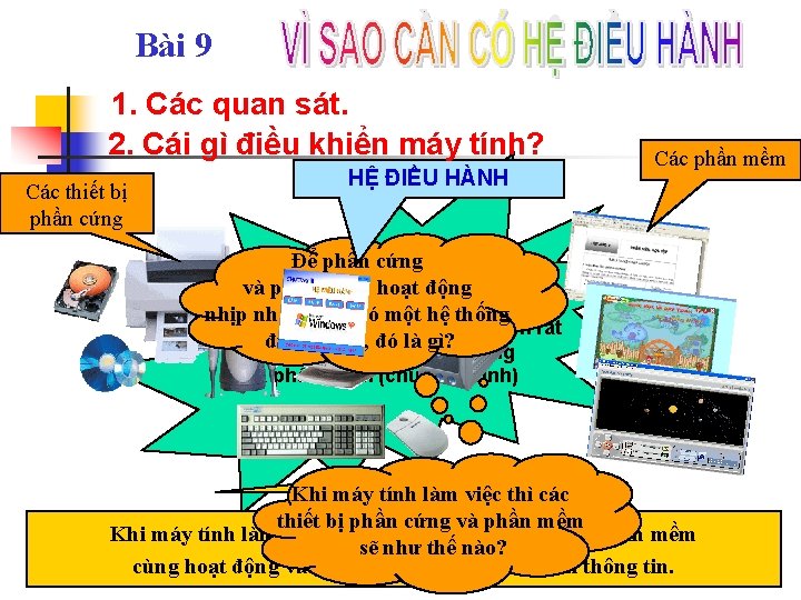 Bài 9 1. Các quan sát. 2. Cái gì điều khiển máy tính? Các