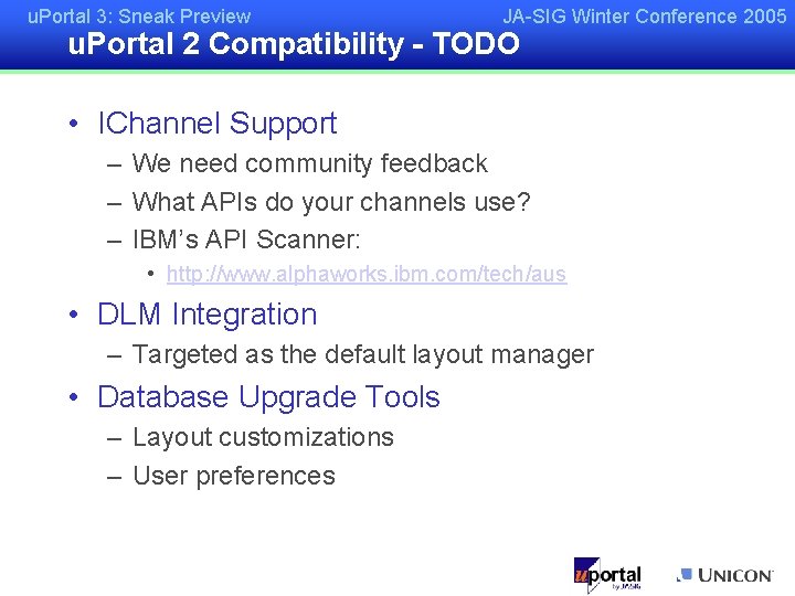 u. Portal 3: Sneak Preview JA-SIG Winter Conference 2005 u. Portal 2 Compatibility -