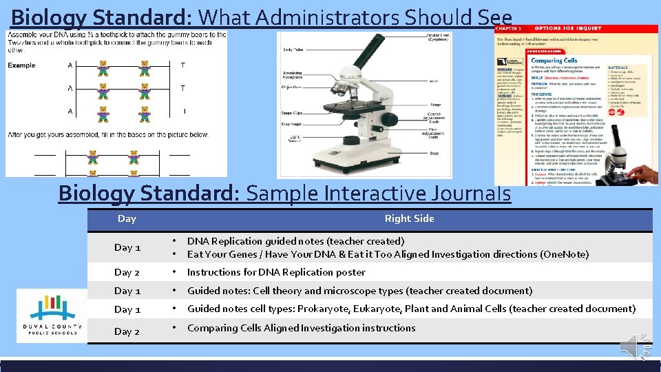 Biology Standard: What Administrators Should See Biology Standard: Sample Interactive Journals Day Right Side