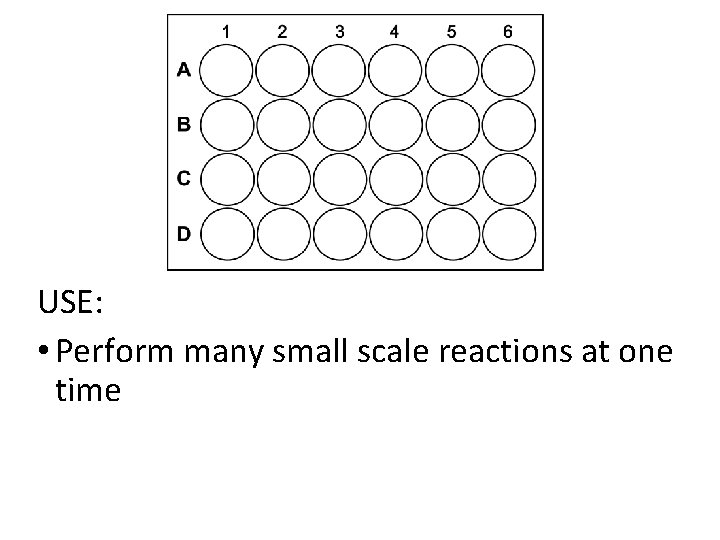 USE: • Perform many small scale reactions at one time 