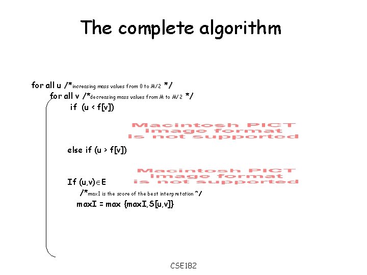 The complete algorithm for all u /*increasing mass values from 0 to M/2 */