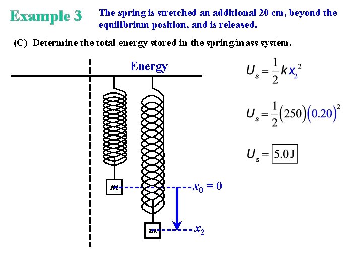 Example 3 The spring is stretched an additional 20 cm, beyond the equilibrium position,