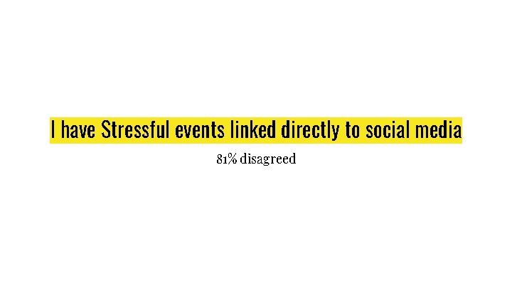 I have Stressful events linked directly to social media 81% disagreed 