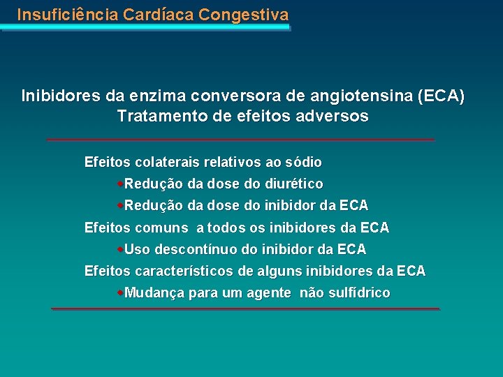 Insuficiência Cardíaca Congestiva Inibidores da enzima conversora de angiotensina (ECA) Tratamento de efeitos adversos