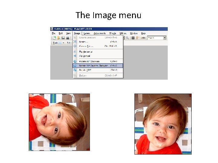 The Image menu 