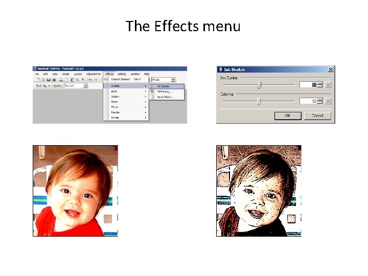 The Effects menu 